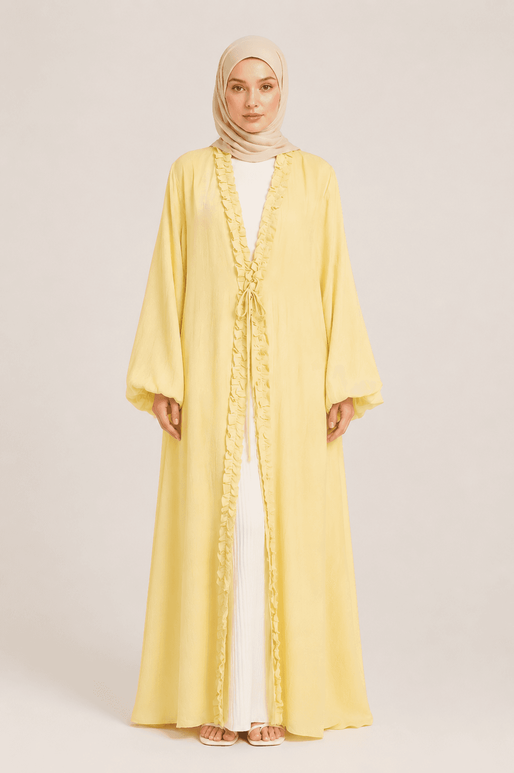 Ruffle-Trim Tie-Front Abaya view 2