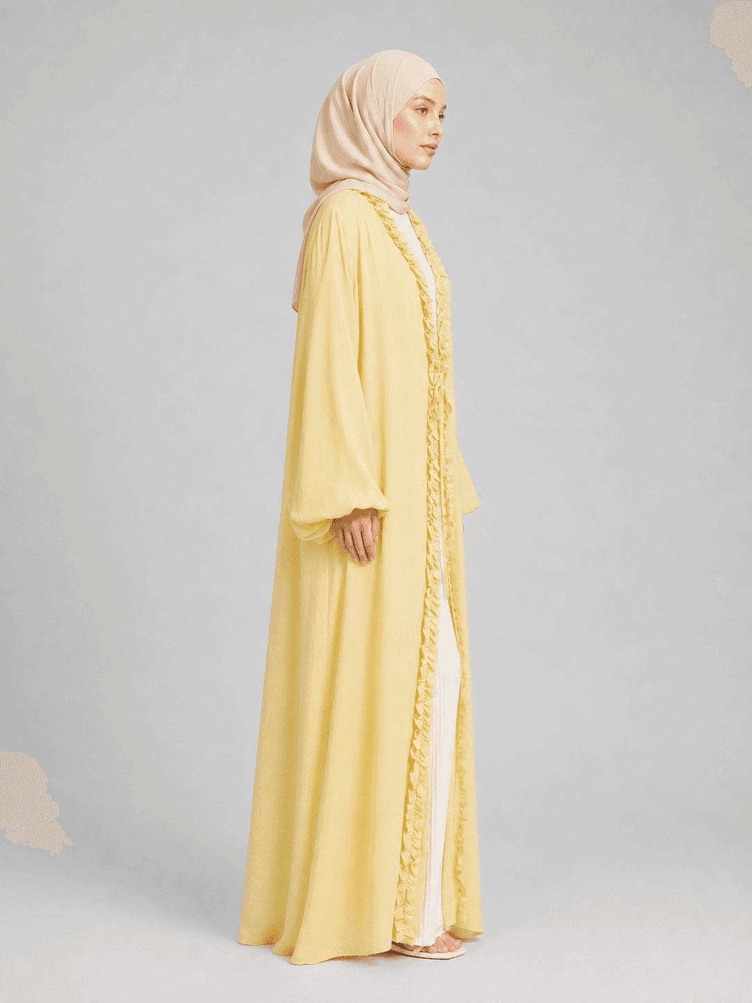 Ruffle-Trim Tie-Front Abaya view 3