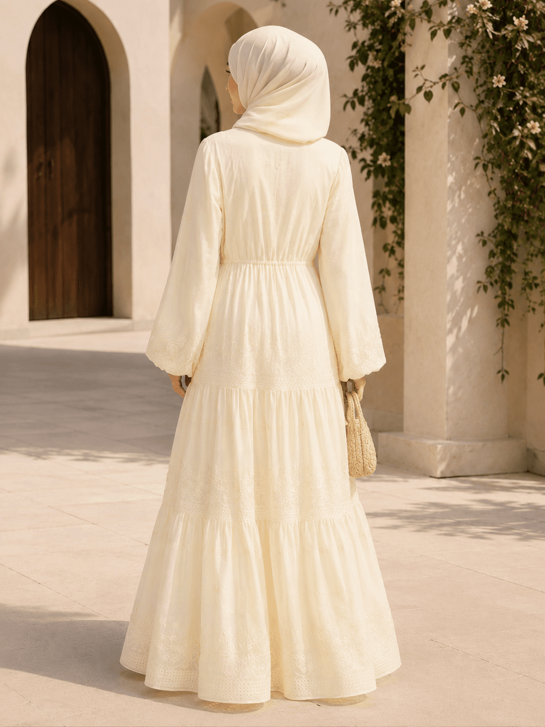 Broderie Anglaise Tiered Abaya view 2