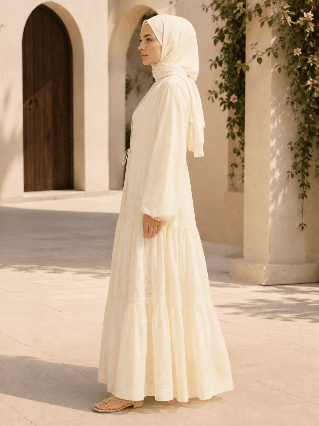 Broderie Anglaise Tiered Abaya view 3