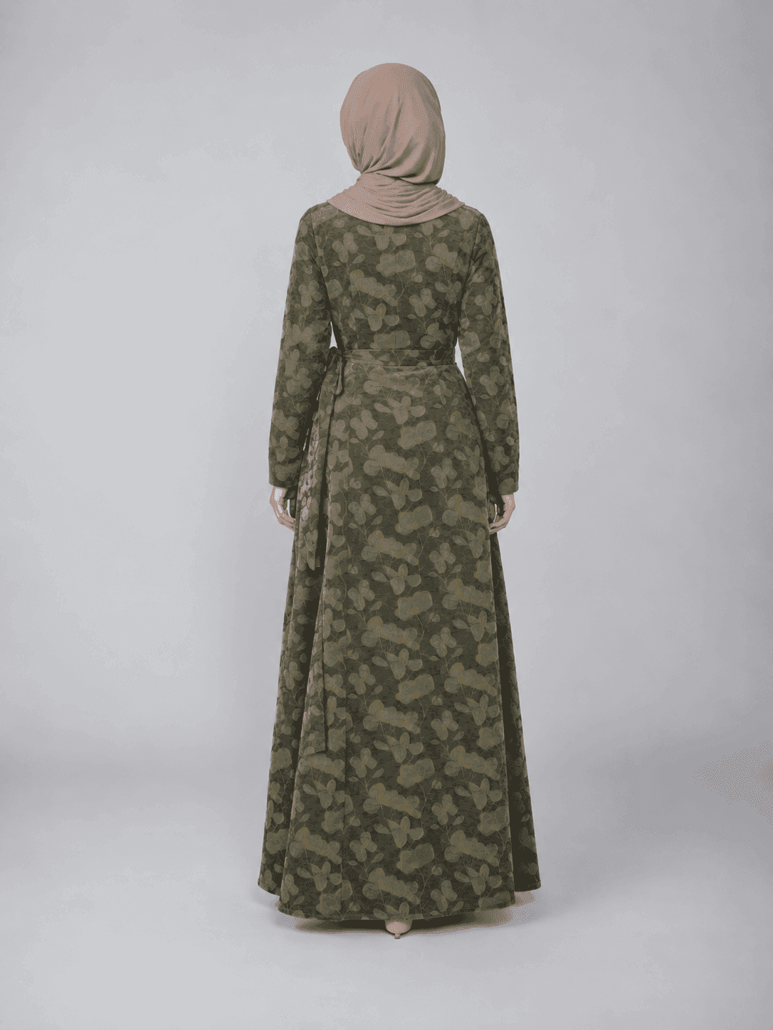 Botanical-Print Wrap Abaya view 4