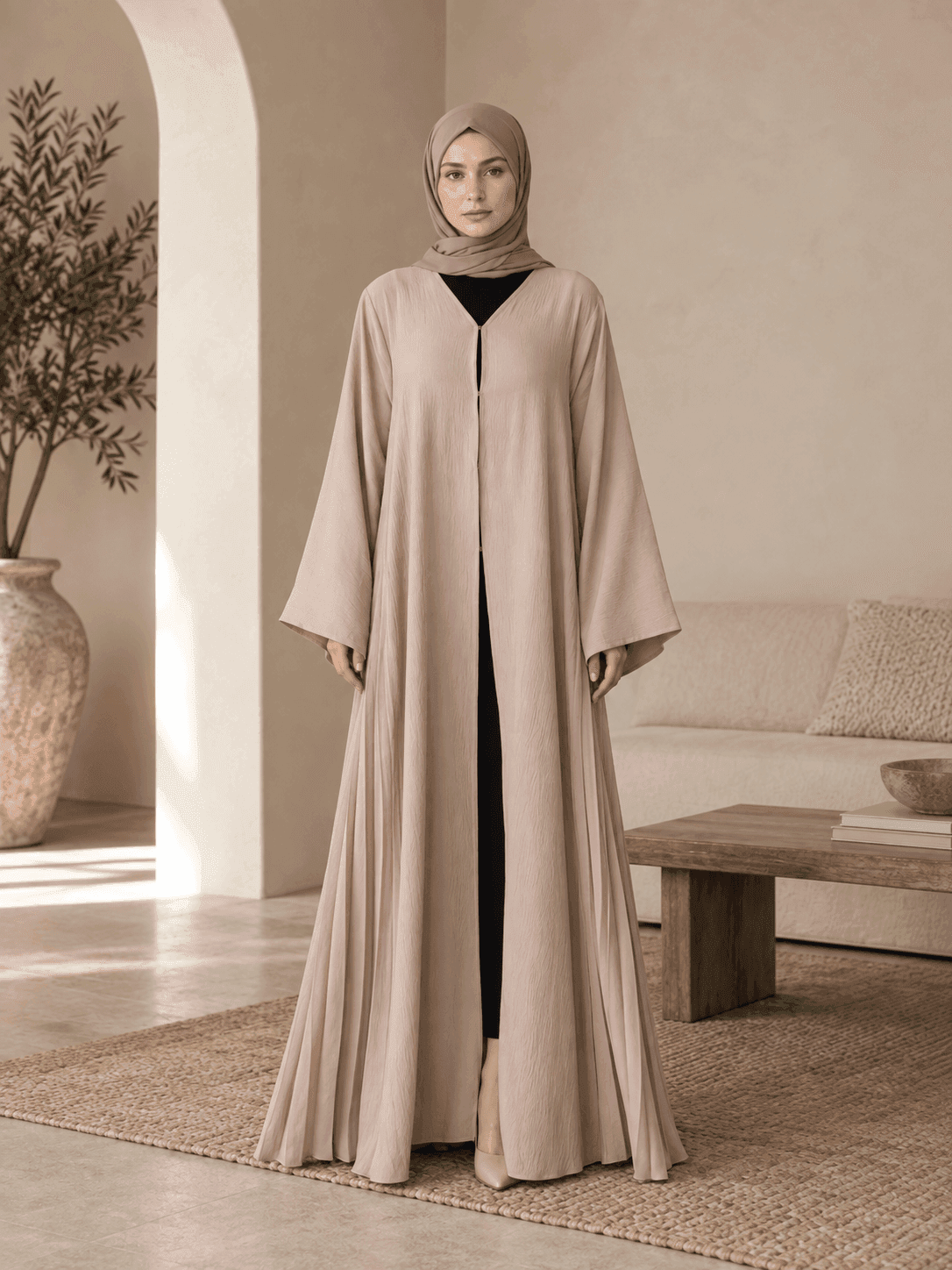 Crinkle Open-Front Abaya view 2