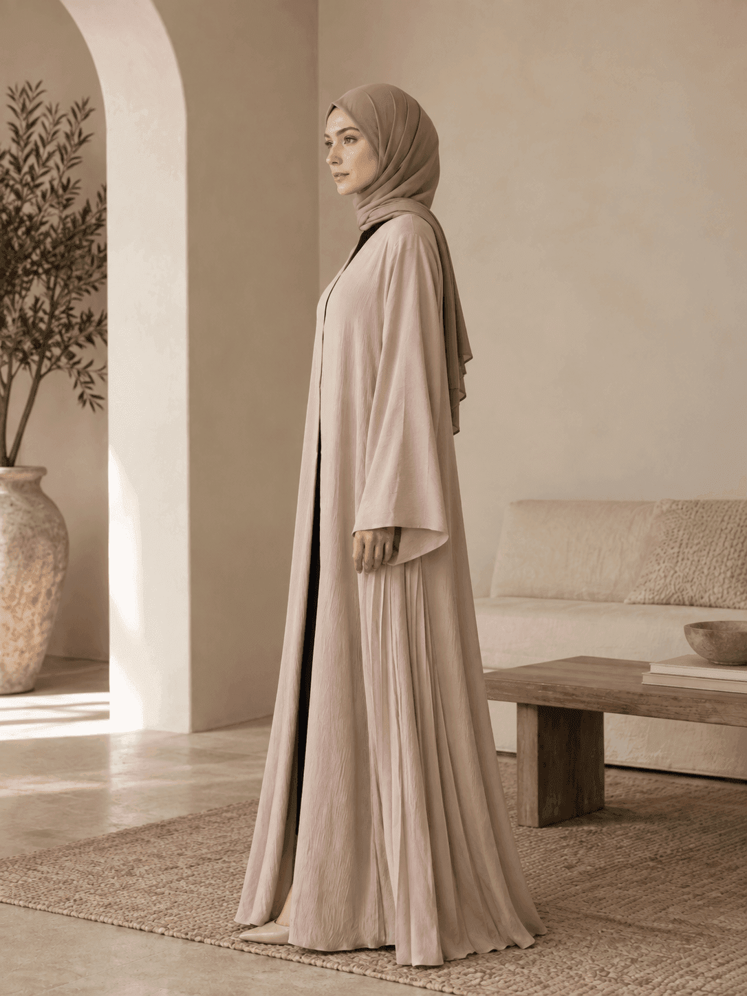 Crinkle Open-Front Abaya view 3