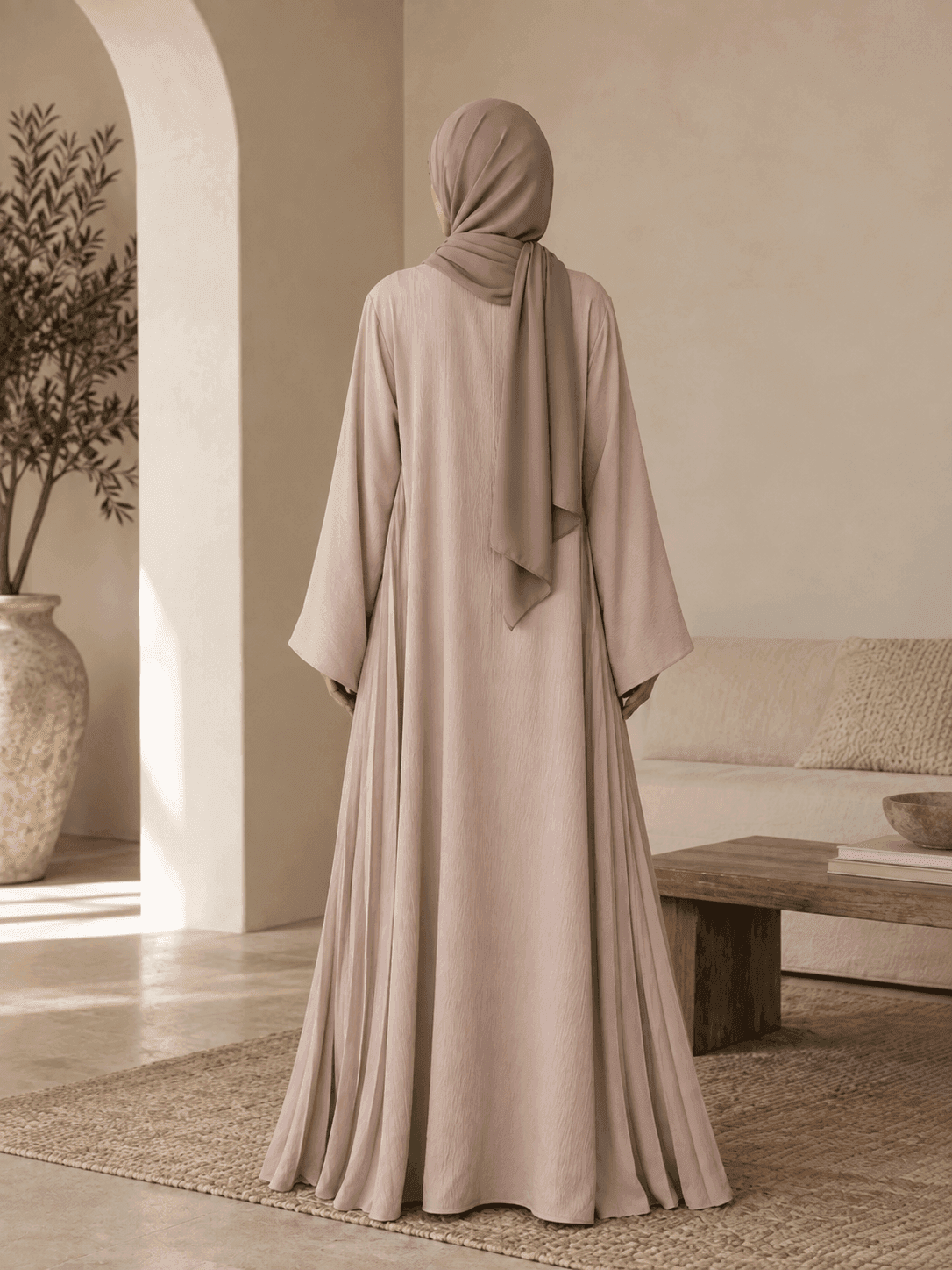 Crinkle Open-Front Abaya view 4