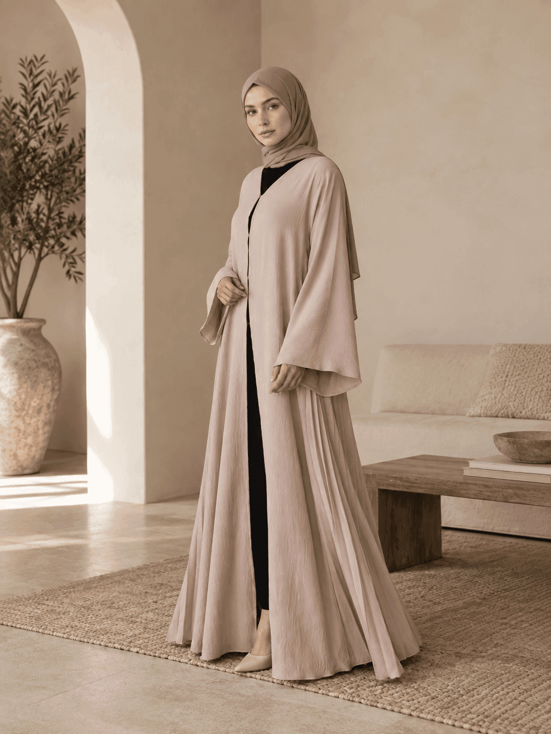 Crinkle Open-Front Abaya view 5