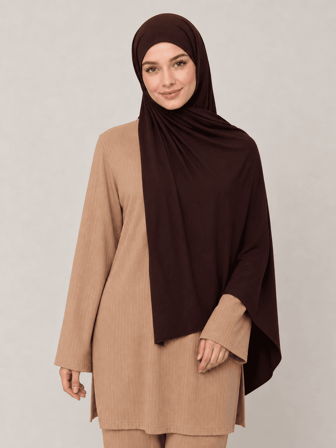 Bamboo Jersey Hijab — Espresso alt view