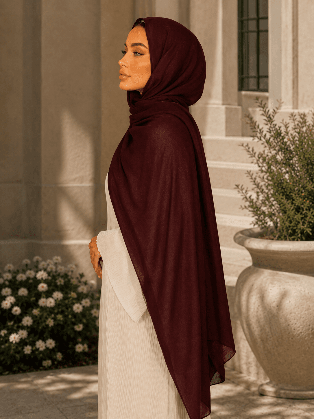 Plain Modal Hijab - Burgundy
