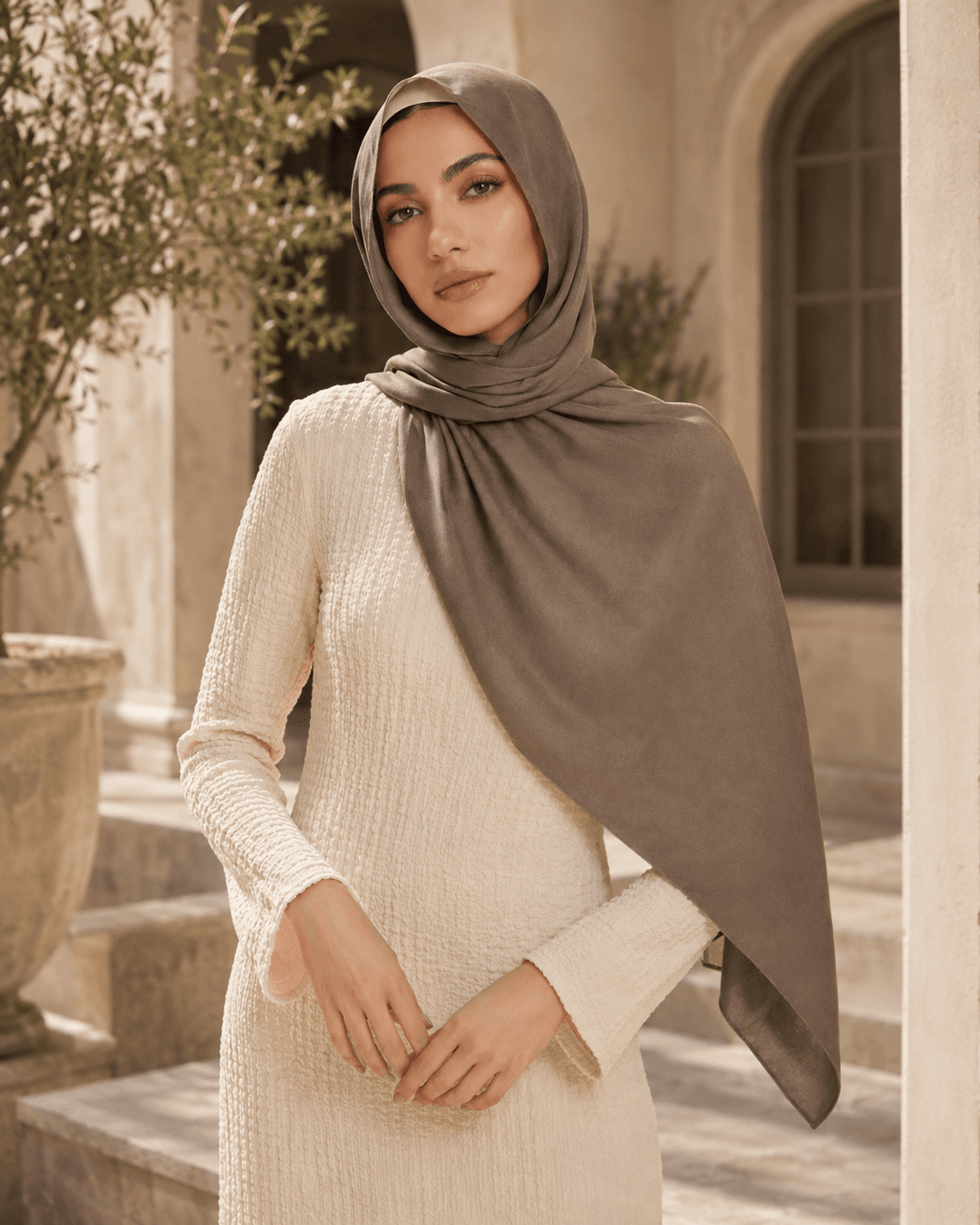 Plain Modal Hijab — Mocha alt view