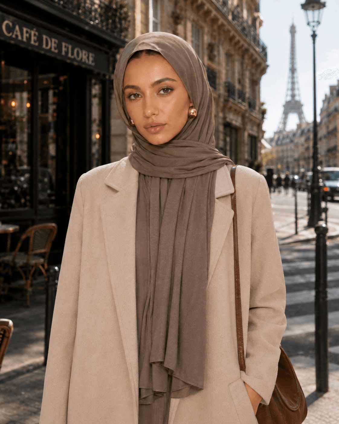 Plain Modal Hijab — Taupe alt view