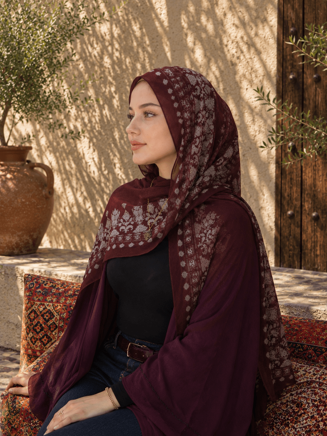 Burgundy / Ivory view 3