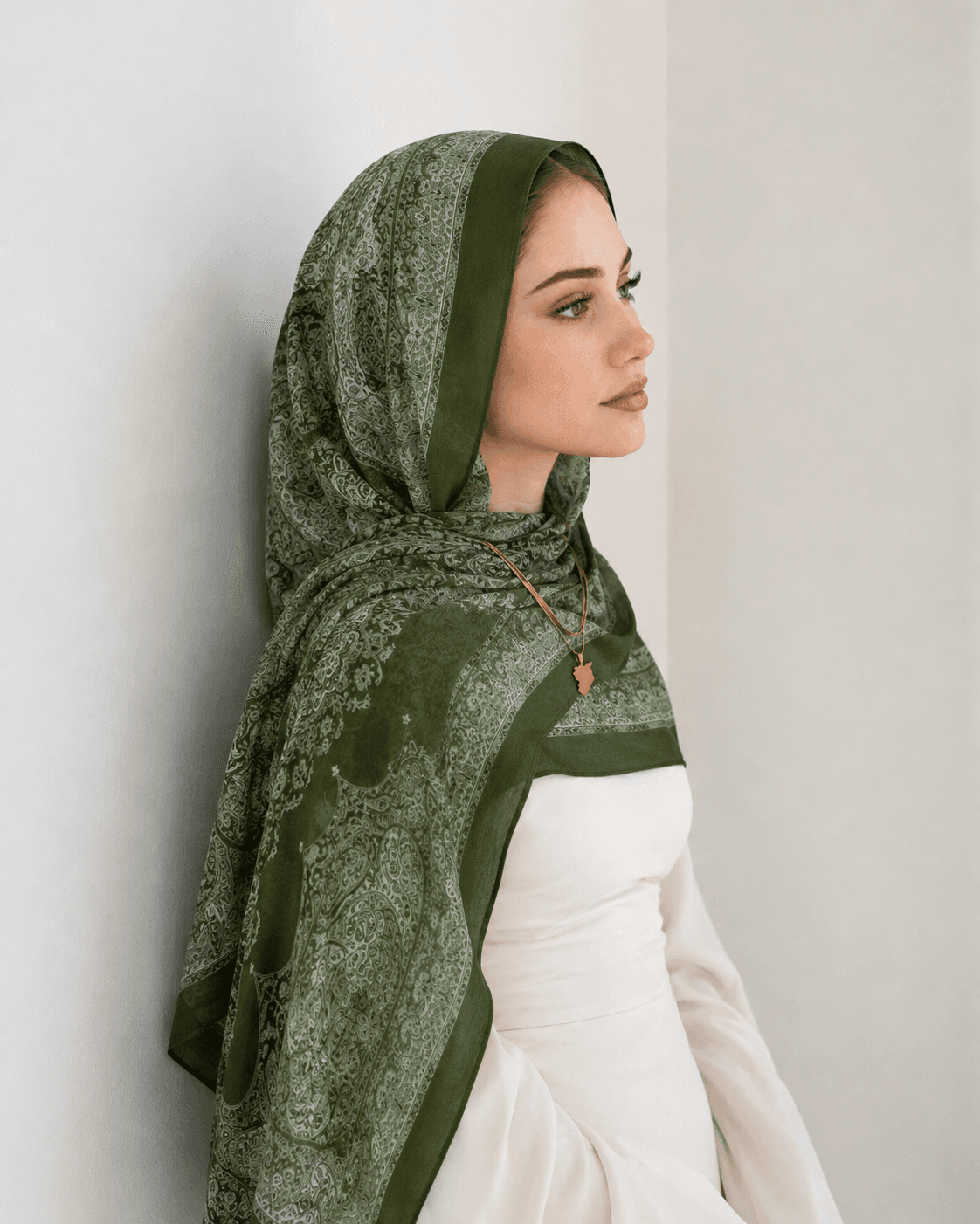 Printed Modal Hijab — Lilac Marble