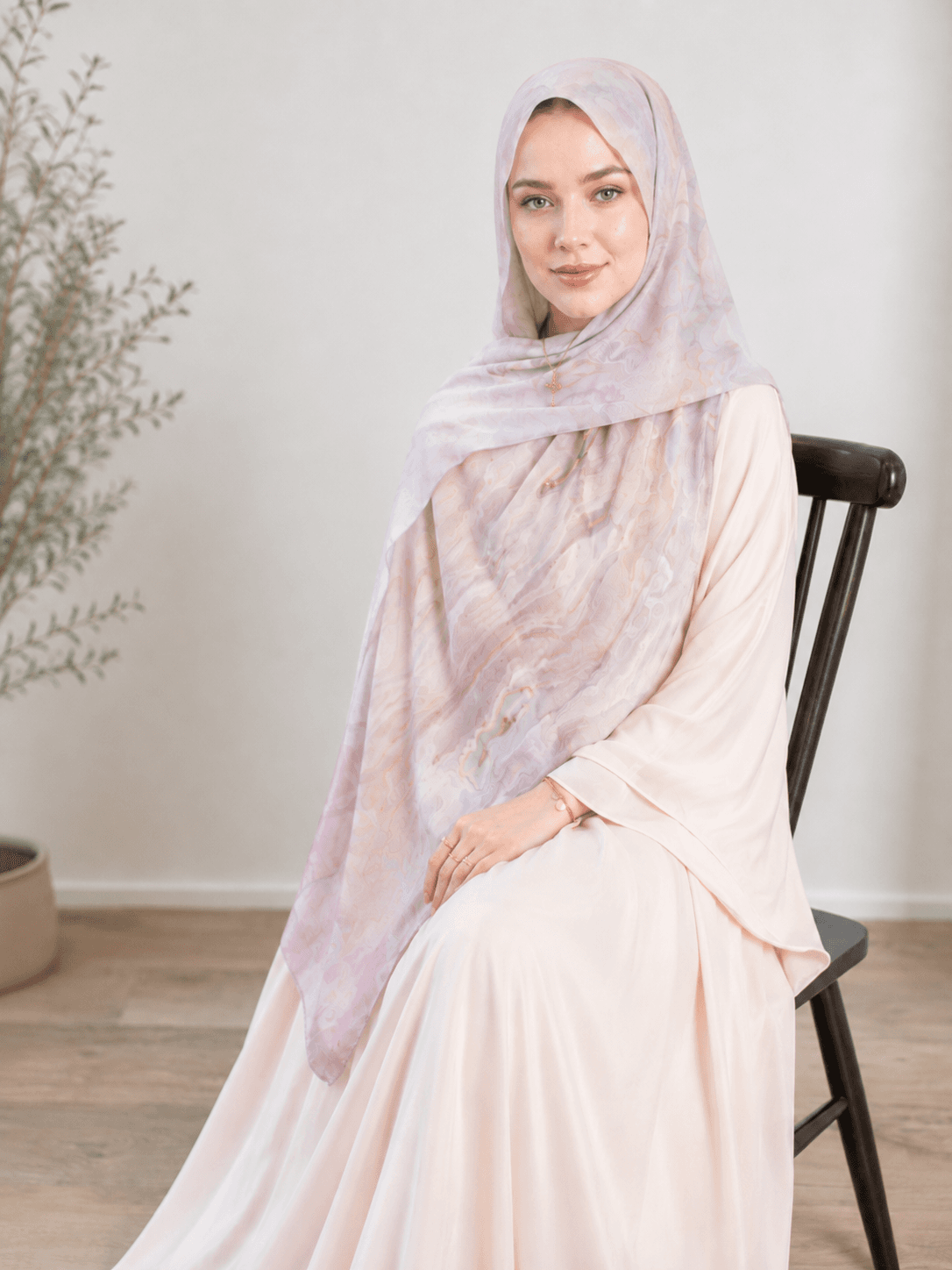 Printed Modal Hijab — Rose Marble alt view